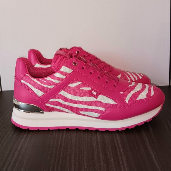 NWT IN BOX💥 MICHAEL KORS Maddy Trainer Sneakers Size 8M Wild Zebra MK Signature - Picture 1 of 5